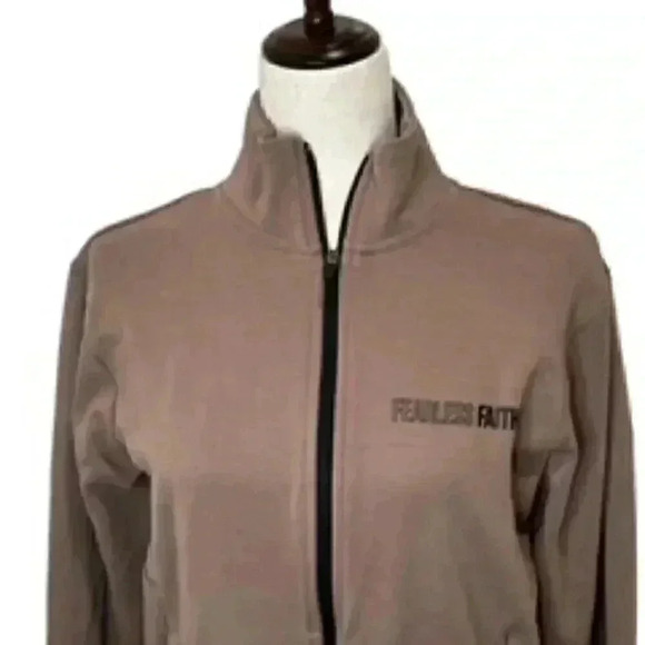 Army‎ Of God Fearless Faith Brown Full Front Zip Sweatshirt Women’s Sz Small EUC - Picture 1 of 11